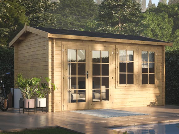 Log Cabin Garden House Iris 3.9m x 3.0m - Cabins &amp; Studios 