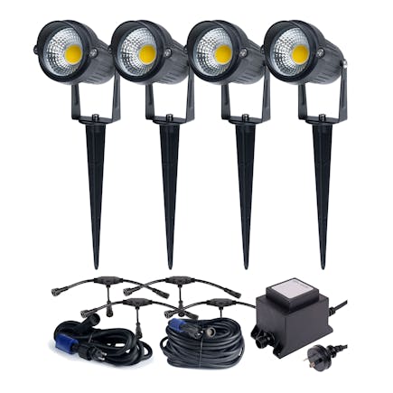 Garden Lights 4 Spotlight 12V Plug & Play Set 