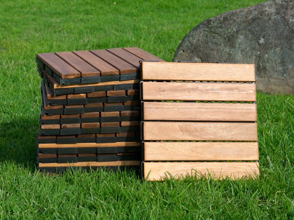 Outdoor Wooden Deck Tiles 6 Slat - Pack of 12