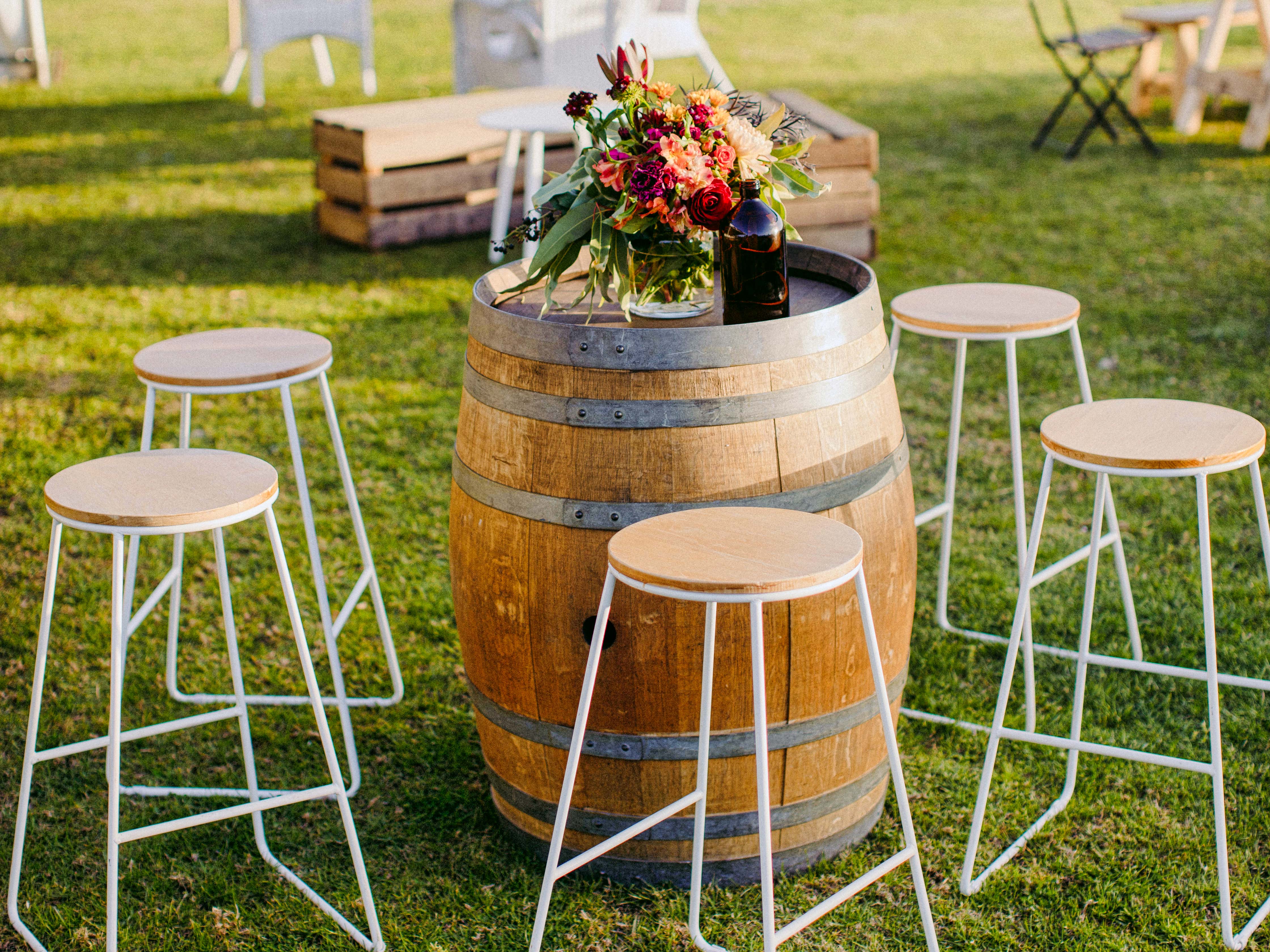 Oak barrel deals bar table