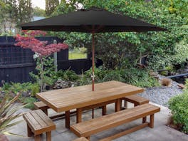 Hardwood Outdoor Umbrella 3m Black
