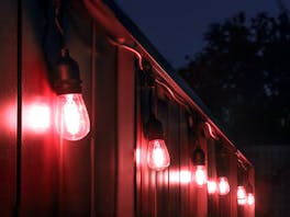 Festoon Lights LED 15m with 24 Red Filament Bulbs