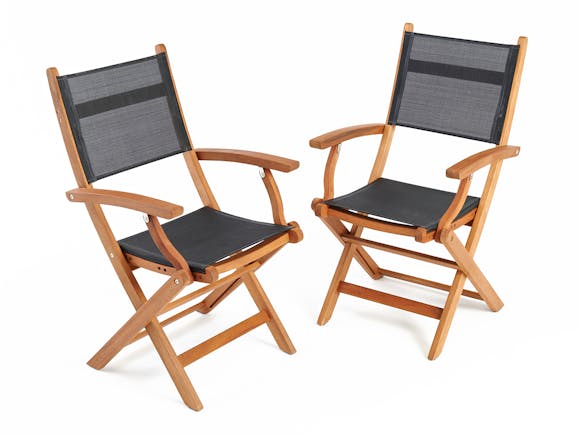 Hardwood Dining Chairs Textiline - Pair