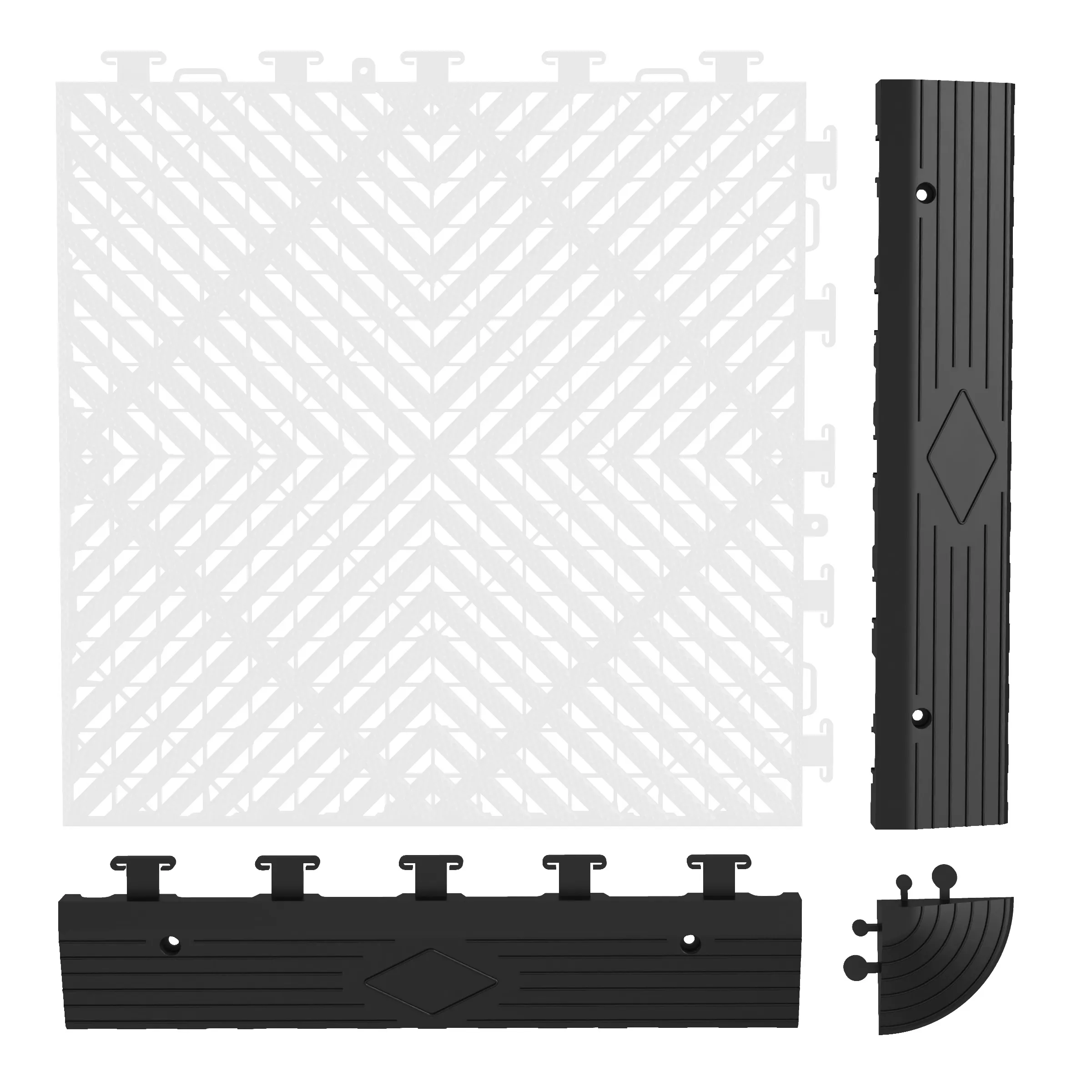 Interlocking Garage Floor Tile System - Ramps & Corners - Non-Slip ...