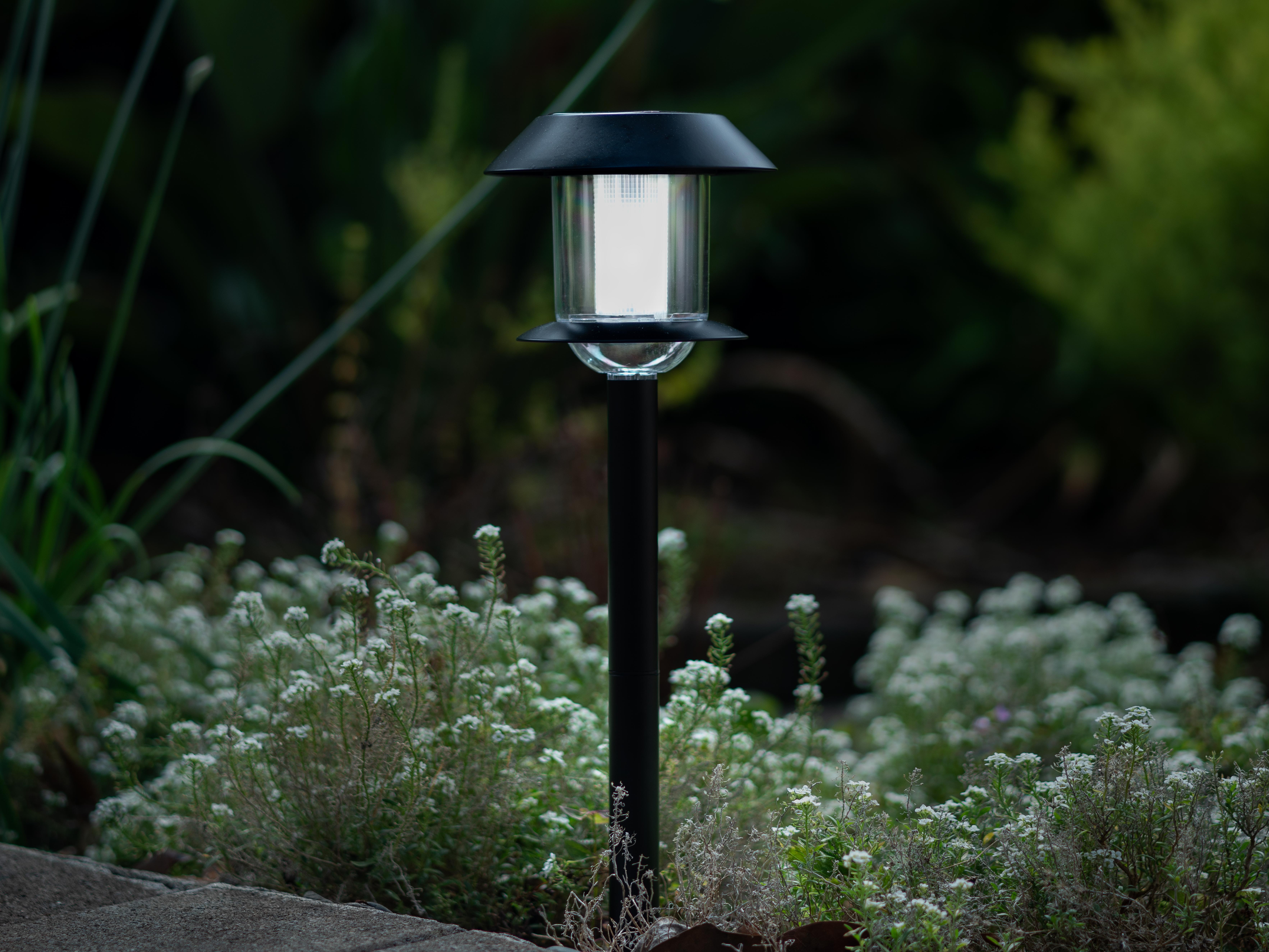 black solar garden stake lights