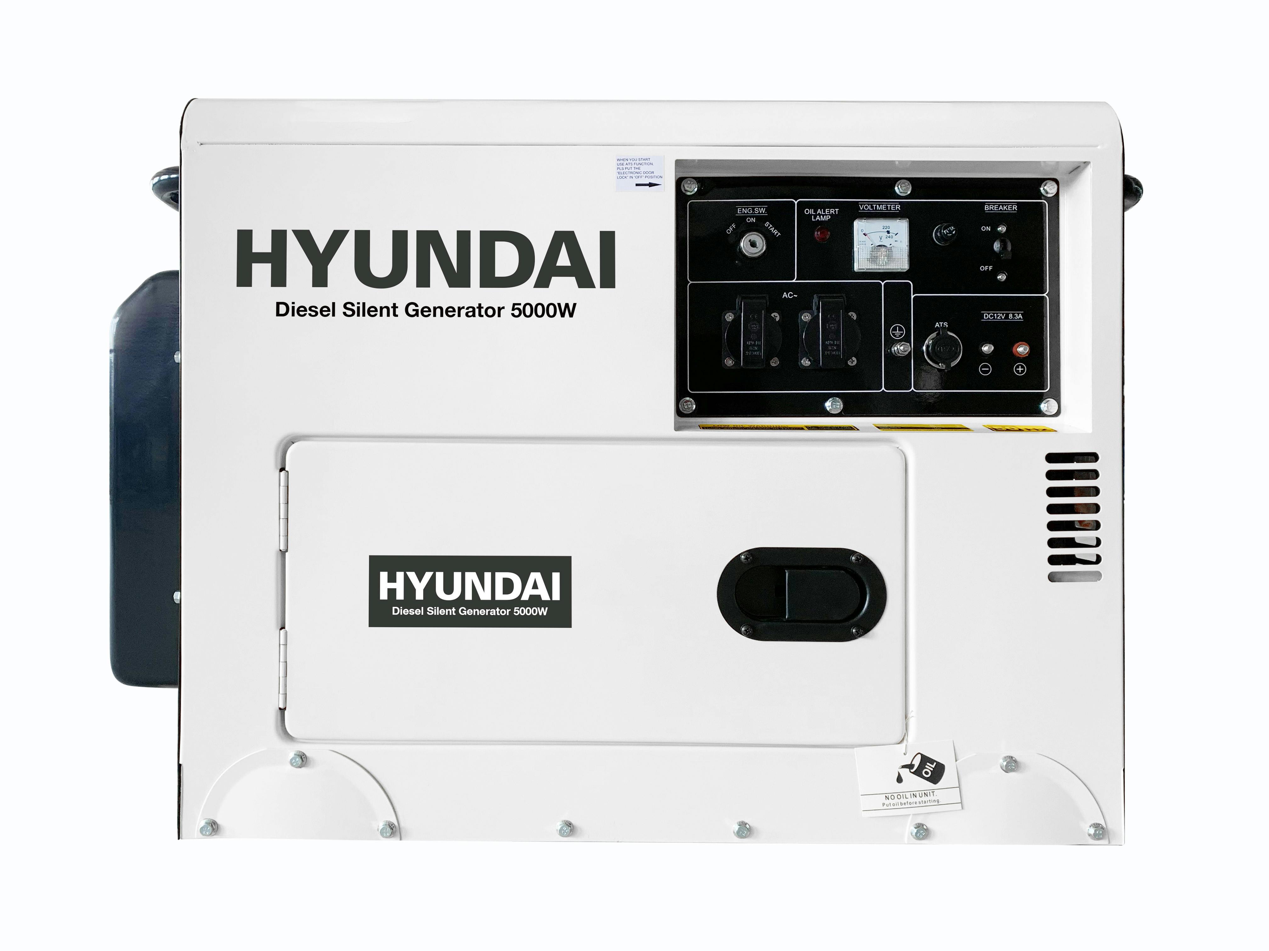 forfremmelse Jolly holdall Hyundai Diesel Silenced Generator 5000W - Diesel - Traditional - Generators  - Tools & Hardware at Trade Tested