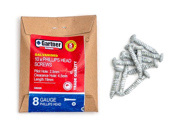 Galvanised Screws - Gauge 8 -19mm (10 Pack)