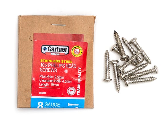 Stainless Steel Screws - Gauge 8 -19mm (10 Pack)