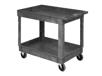 Rubbermaid Commercial Products 2-Shelf Utility/Service Cart, Medium, Lipped  Shelves, Ergonomic Handle, 500 lbs. Capacity, for  Warehouse/Garage/Cleaning/Manufacturing FG452088BLA 