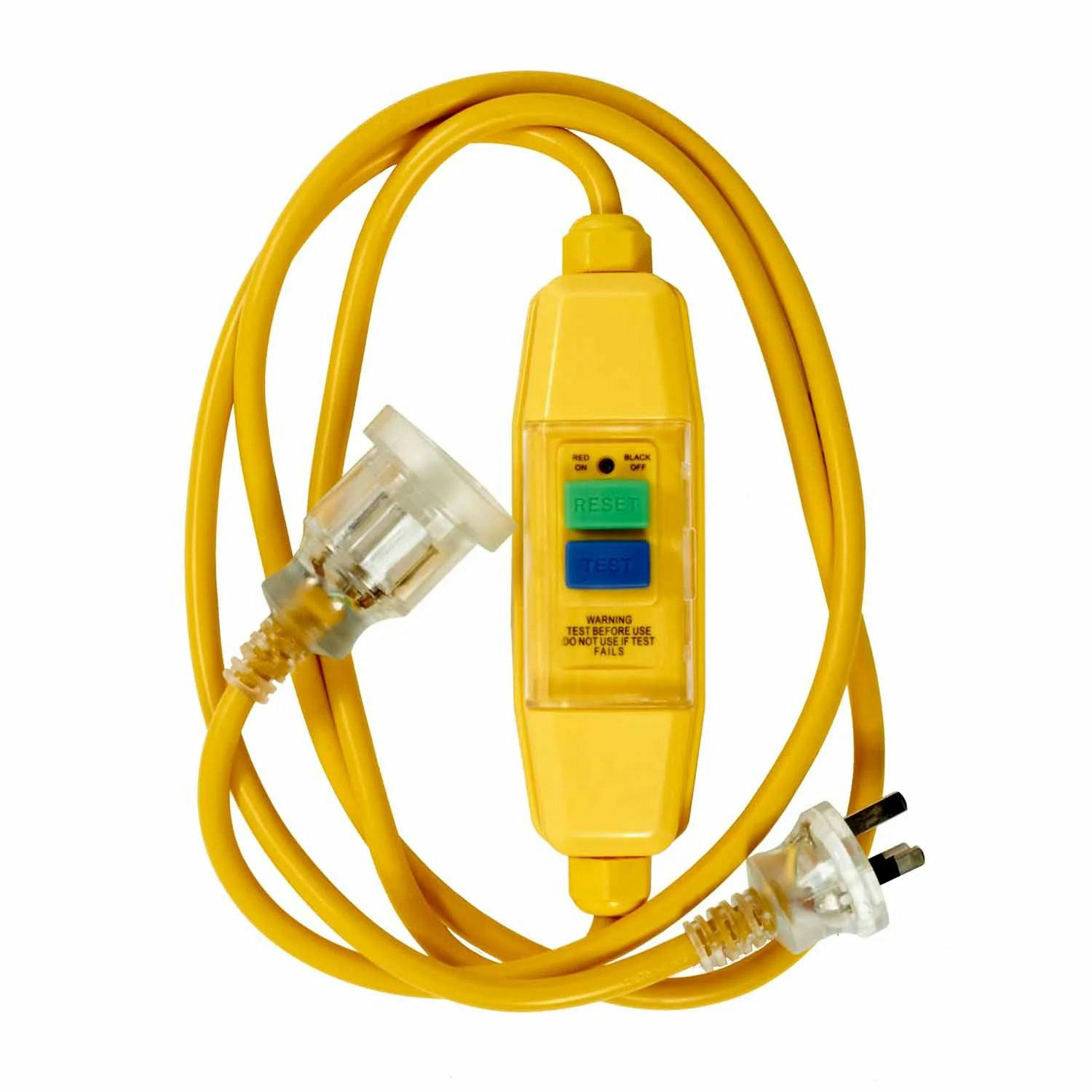 HPM RCD Protection Lead Yellow 3 Core 1.5mm² 2m - Extension Leads