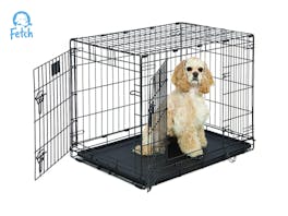 Fetch Dog Crate Cage Double Door Foldable - Medium