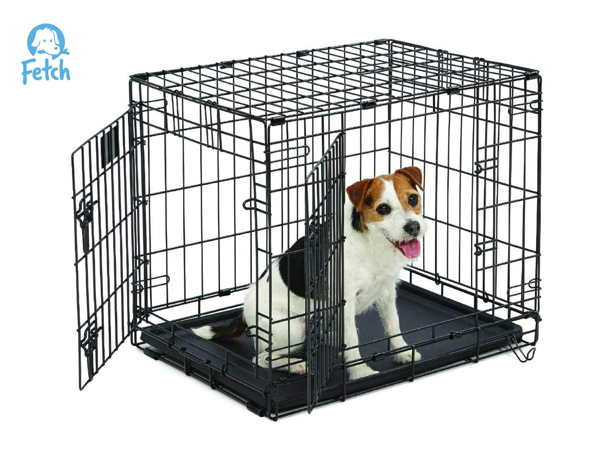 folding double door dog crate