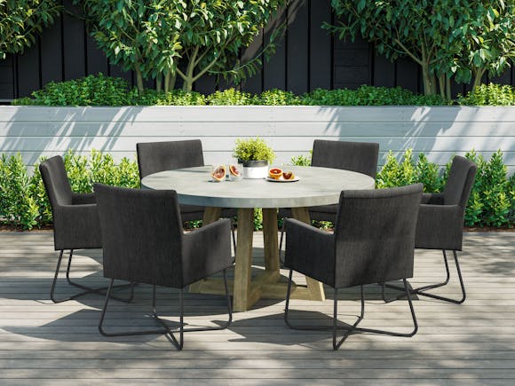 Tate Concrete Round Outdoor Dining Table with Berg Chairs