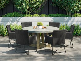 Tate Concrete Round Outdoor Dining Table with Berg Chairs